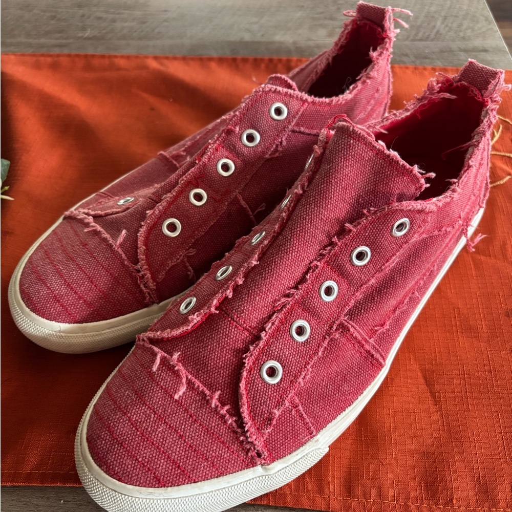 Corkys Vibrant Red Canvas Slip-Ons - Picture 2 of 5